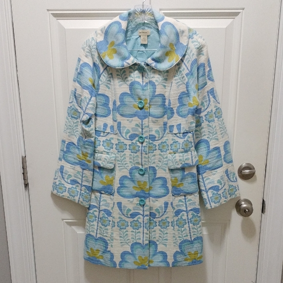 Anthropologie Elevenses Floral Corduroy Peacoat (size 8) - Picture 2 of 7